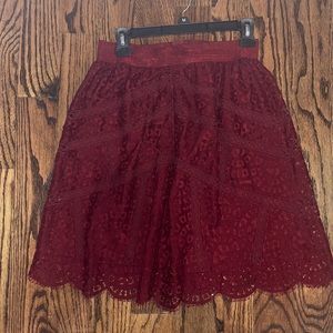 Ann Taylor Modest Maroon Lace Skirt